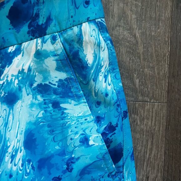 Hreski Mens Golf Pants Straight Leg Ankle Chino Pockets Abstract Marbled Blue 38 - Picture 3 of 7